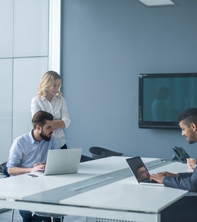 Business team having meeting in a conference room.